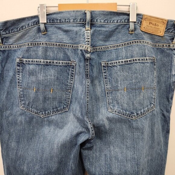 Vintage Polo Ralph Lauren Jeans Mens 46x32 Blue Big Medium Wash Straight Leg - Picture 4 of 16